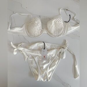 White Shade And Shore Bikini, 2 Piece , New, 36-C Cup, white with crochet top